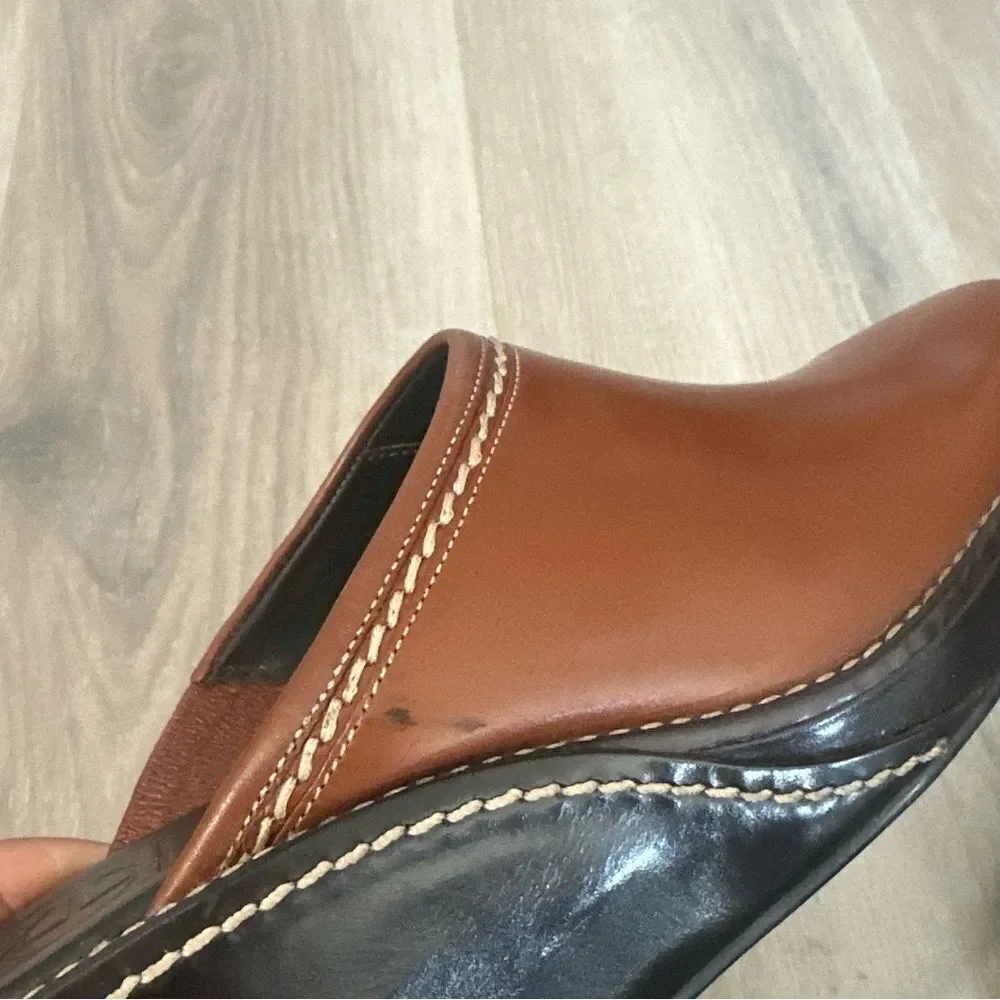 Cole Haan Elyssa Wedge Clogs Slip On Mules Shoes Brown Leather‎ Women’s Size 6